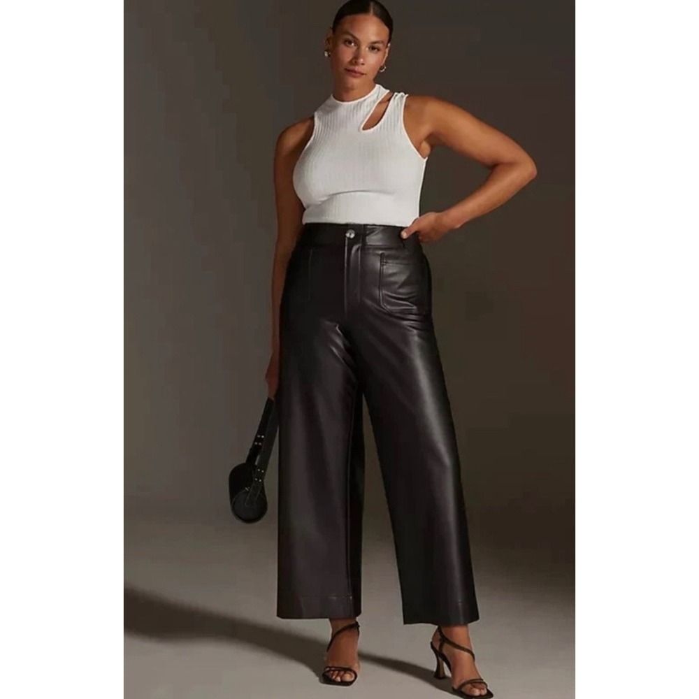 Anthropologie Maeve The Colette Faux Leather Crop Wide Leg Pants
Size: 29